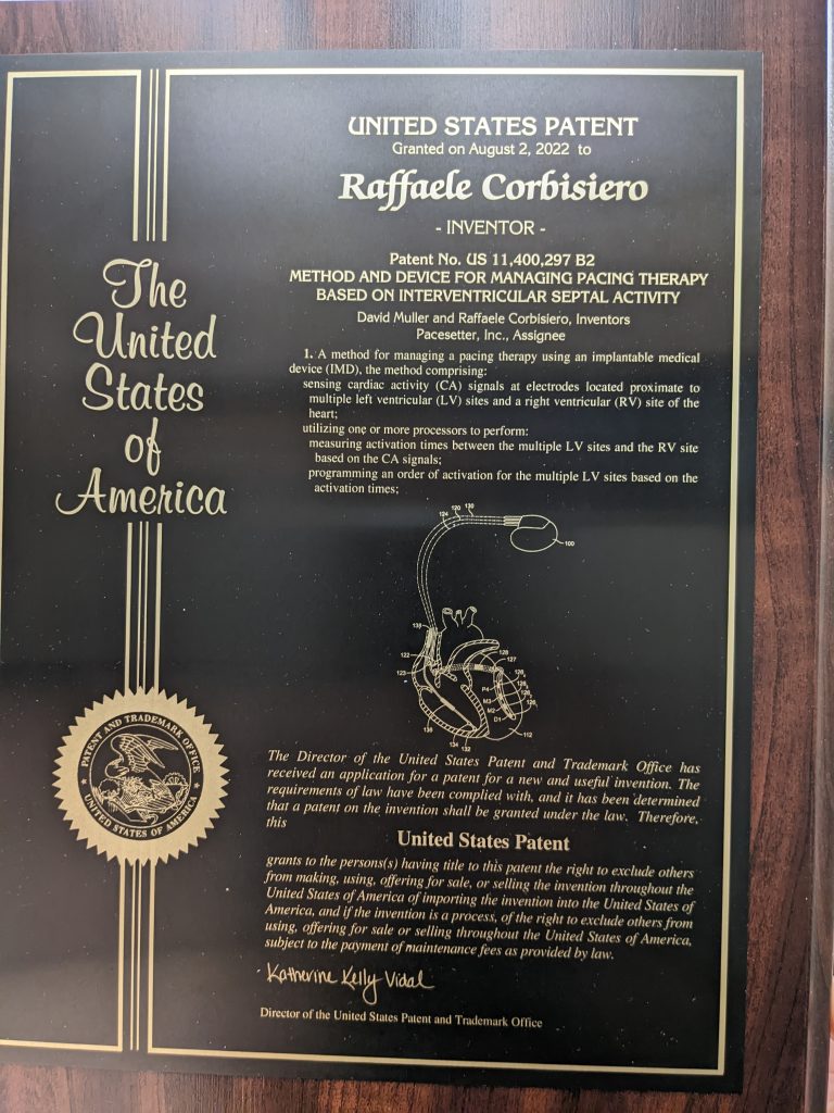 Dr. Corbisiero patent plaque