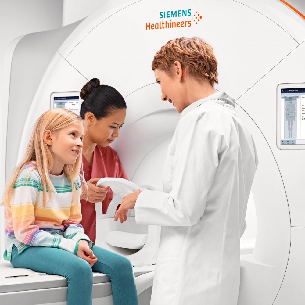 Young girl on MRI machine