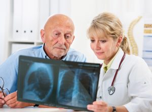 Doctor patient looking at x-ray