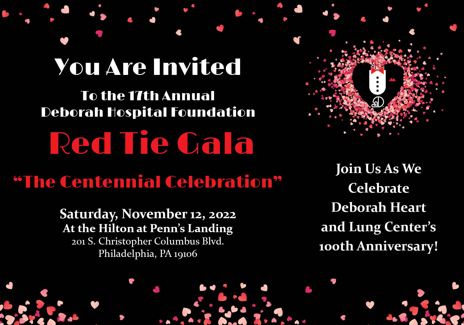 You are invited to the 17th annual Deborah Hospital Foundation Red Tie Gala