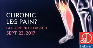 Chronic Leg Pain? Get Screened For P.A.D on September 23, 2017