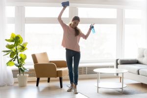 Woman dusting