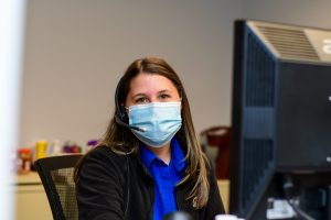 Hospital worker wearing mask