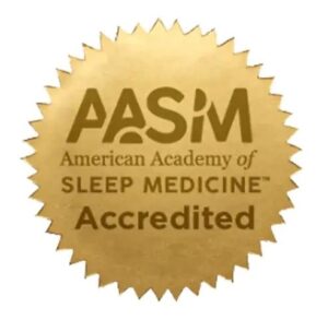 gold badge signifying accreditation from american academy of sleep medicine